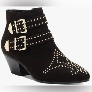 INC International Concepts SZ7 Edgy Studded Faux Suede Ankle Boot Moto Y2K Goth